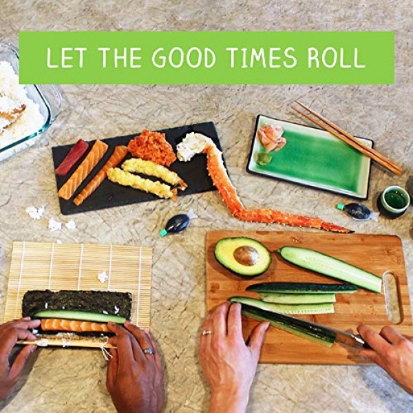  Global Grub DIY Sushi Making Kit - Sushi Kit Includes Sushi Rice,  Nori Sushi Seaweed, Rice Vinegar Powder, Sesame Seeds, Wasabi Powder,  Bamboo Sushi Rolling Mat, Instructions, Makes 48 Pieces 
