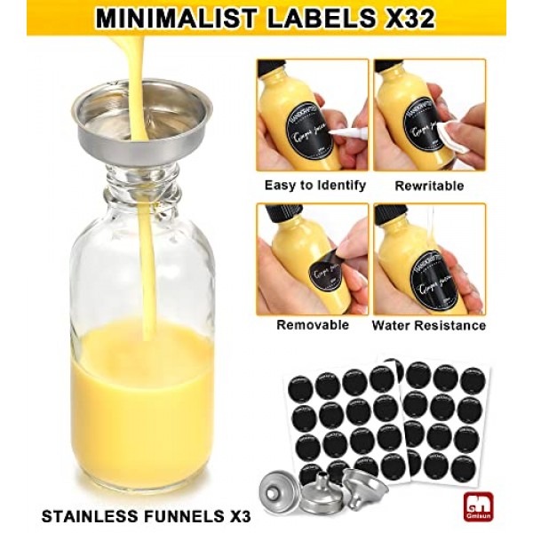  GMISUN 2 oz Small Clear Glass Bottles, 12 Pack Shot