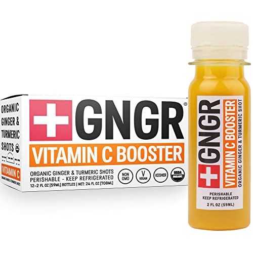 Vitamin C Booster - Organic Ginger Shot with Turmeric, Acerola C...