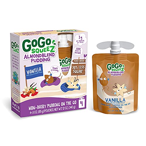 Gogo Squeez Almondblend Pudding, Vanilla, 3 Oz. 4 Pouches - No