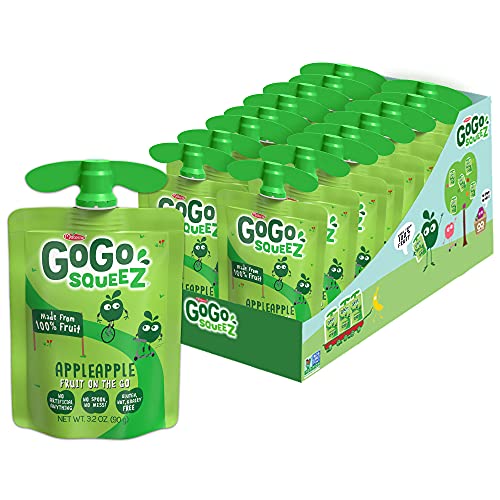 GoGo squeeZ Fruit on the Go, Apple Apple, 3.2 oz Pack of 18, U...