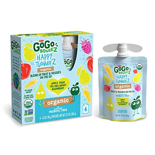 Gogo Squeez Happy Tummiez, Organic Apple Raspberry Pear Yellow C