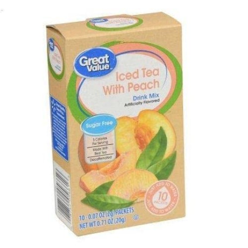 Great Value: Decaffeinated Iced Tea With Peach Drink Mix, .71 Oz