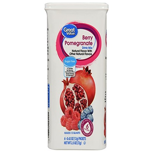 Great Value Berry Pomegranate Drink Mix, 6 Count Per Pack, 2.5 O