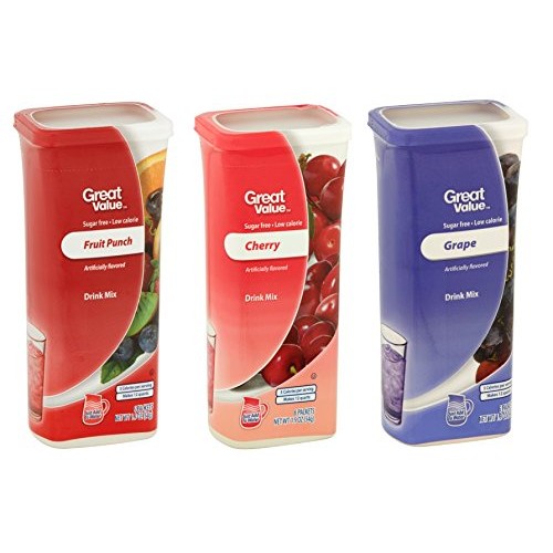 Great Value Drink Mix, Sugar Free, Fruit Punch, Cherry And Grape