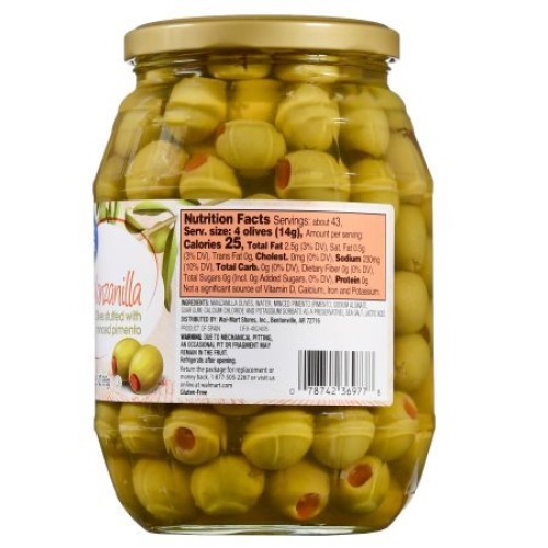 Great Value Manzanilla Olives Stuffed With Minced Pimiento, 21 O