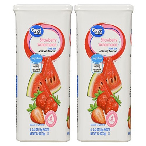 Great Value Strawberry Watermelon Drink Mix, 6 Count, 2.5 Oz Pa