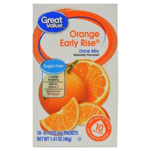 Great Value Sugar Free, Low Calorie Orange Early Rise Drink Mix