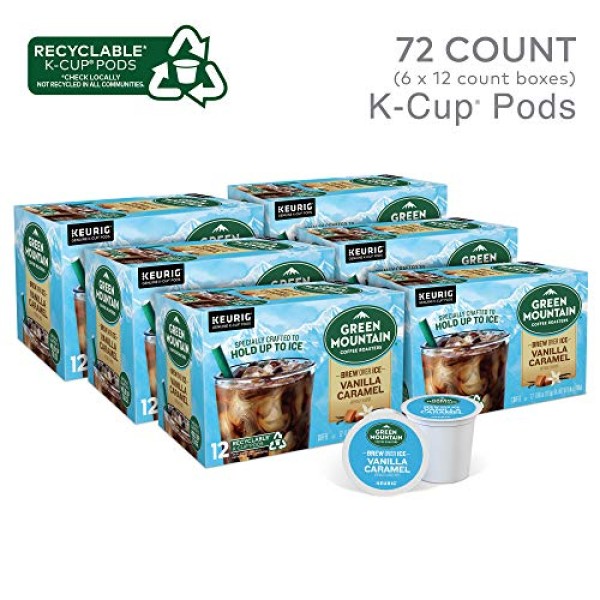 Green Mountain Coffee Roasters Brew Over Ice Vanilla Caramel, Single Serve Keurig  K-Cup Pods, Flavored Iced Coffee, 12 Count