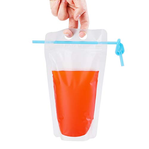 Drink Pouches with Straws - Clear Freezable Juice Bags 40 Piece...