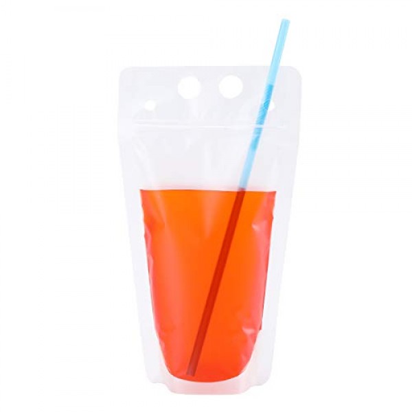 Freezable Drink Pouches With 20 Straw Holes Translucent - Temu