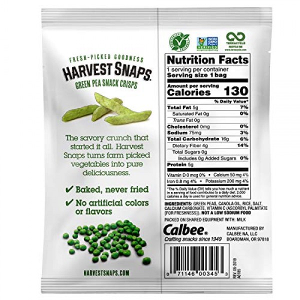 Harvest Snaps Green Pea Snack Crisps Lightly Salted, 1.0 ...