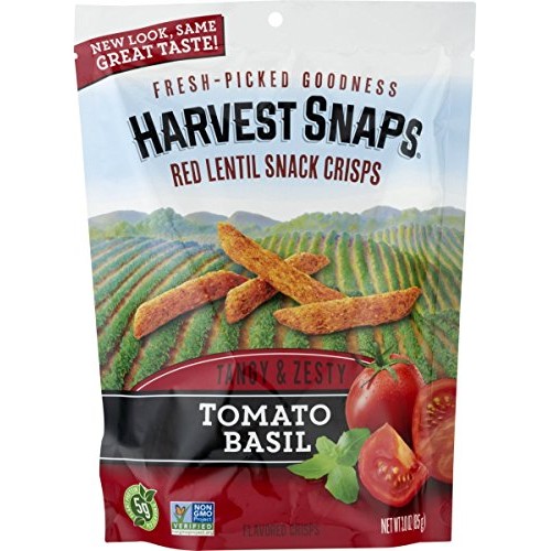 Harvest Snaps Red Lentil Snack Crisps, Tomato Basil, Deliciously