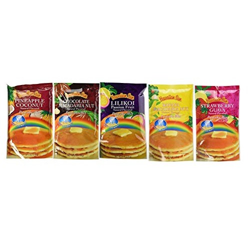 Hawaiian Sun 5 Pack Assorted Pancake Mix: Chocolate Mac, Passion