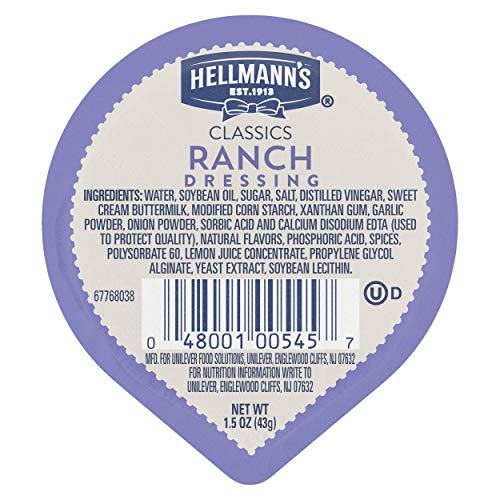 Hellmanns Classics Ranch Dressing Dip Cups Gluten Free, No Arti