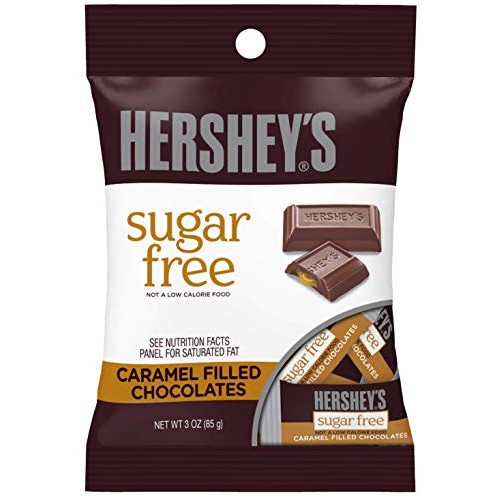 Hersheys Sugar Free Chocolate With Caramel Candy, 3 Ounce Bag,