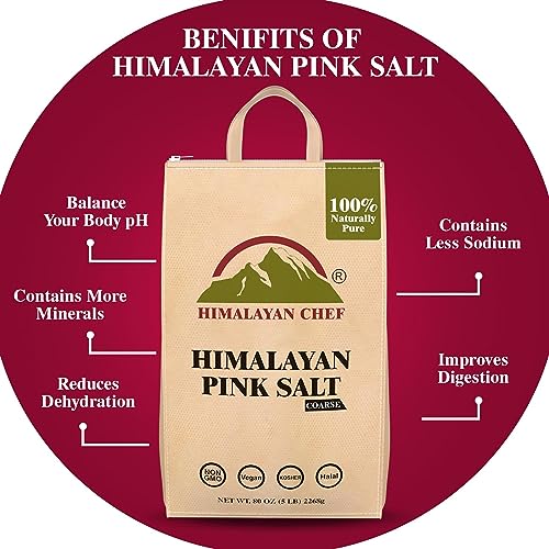 Himalayan Chef Himalayan Pink Salt - 5 lbs Coarse Grain Bulk Bag...