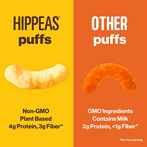 Hippeas Organic Chickpea Puffs, Vegan White Cheddar, 10 Ounce P...