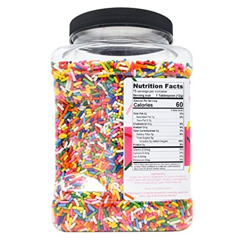 Hoosier Hill Farm Rainbow Decorating Sprinkles, Large 2 Lbs Jar