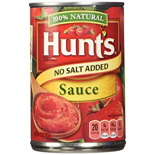 Hunts No Salt Added Tomato Sauce 15Oz Can Pack Of 6