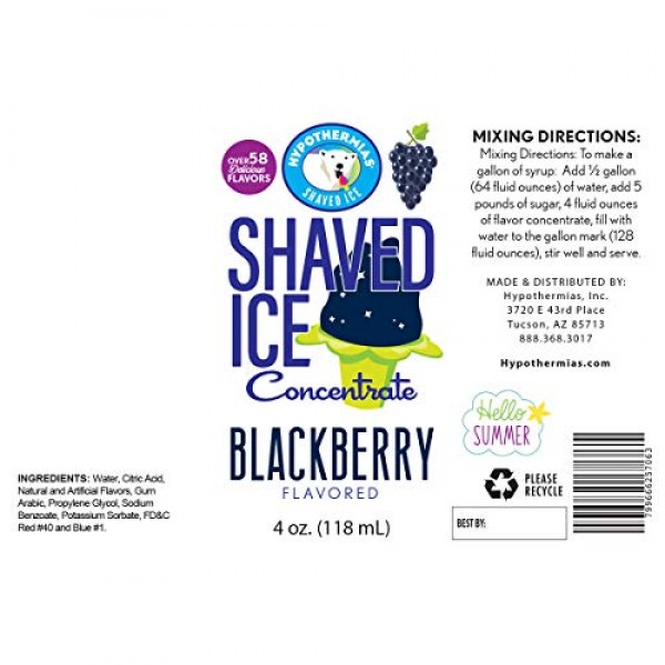 Blackberry Shaved Ice And Snow Cone Unsweetened Flavor C 