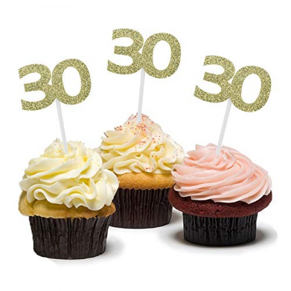 Sotpot 24 Pcs Black Glitter 30th Birthday Cupcake Toppers, Fabulous 30/Cheer  30/Hello 30 Cupcake Picks for Man Woman Thirty Birthday Party Cake  Decoration (6 Styles) : Amazon.co.uk: Toys & Games