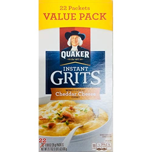 Quaker Instant Grits Cheddar Cheese Flavored Value Size 22 Packets