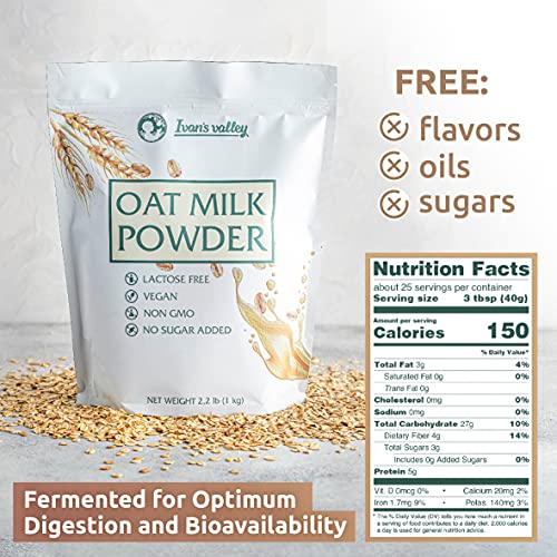 Natural Oat Milk Powder Unflavored - [1 Pack] - Plant-Based Unsw