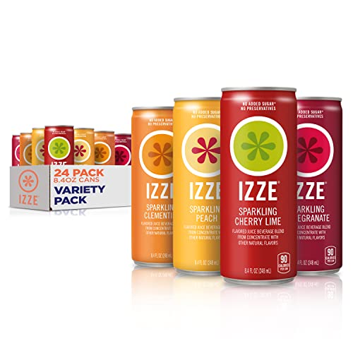 Izze Sparkling Juice, 4 Flavor Sunset Variety Pack, 8.4 Fl Oz P...