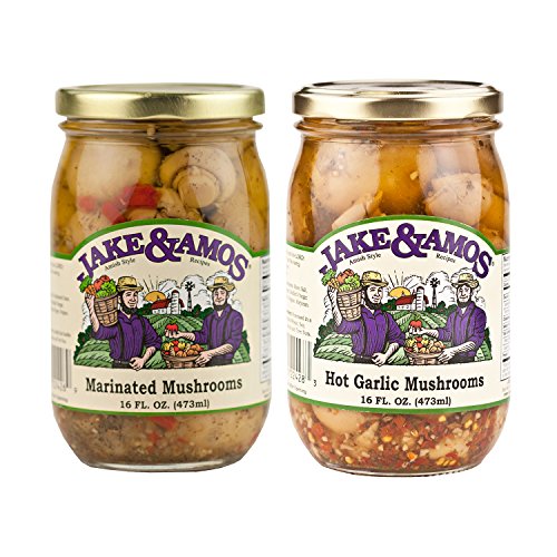 Jake &Amp; Amos Pickled Mushroom Variety Pack 16 Oz. Marinated, Hot