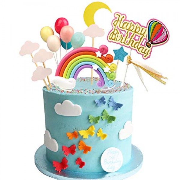 BRANDNEW RAINBOW UNICORN HAPPY BIRTHDAY CAKE TOPPER, Everything Else,  Others on Carousell