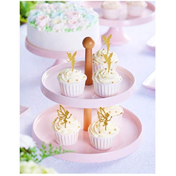 JeVenis 32pcs Gold Glitter Fairy Cupcake Toppers Angel Cake