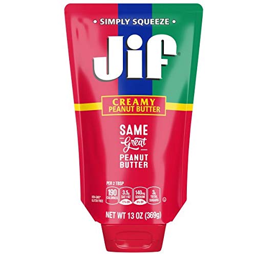 Jif Squeeze Creamy Peanut Butter, 13 Ounces, Smooth, Creamy Text