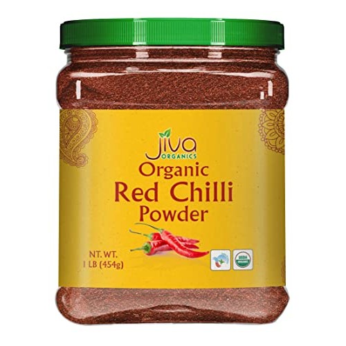 Jiva Organic Red Chili Powder 1 Pound Jar - Non-GMO, Suitable fo...