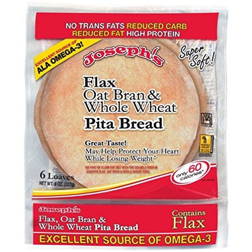 Josephs Flax, Oat Bran And Whole Wheat Flour Pita Bread 6 Loave