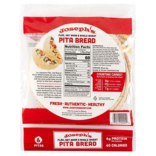 Josephs Pita Bread Value 3-Pack, Flax Oat Bran And Whole Wheat,