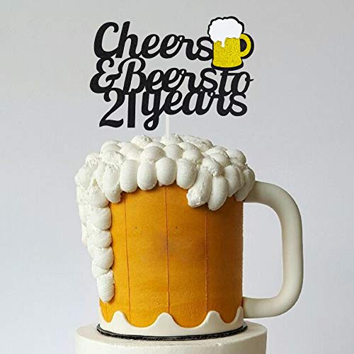 21 Birthday Cake Topper,Cheers &Amp; Beers To 21 Years Cake Topper,2