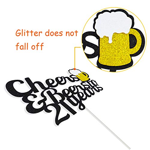 21 Birthday Cake Topper,Cheers &Amp; Beers To 21 Years Cake Topper,2