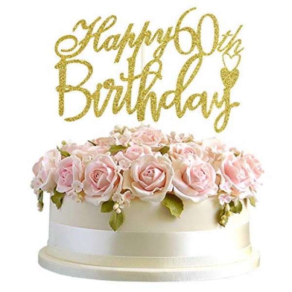 Amazon.com: ALPHA K GG 60th Birthday Cake Topper, Happy 60th Birthday Cake  Topper, 60th Birthday Party Decorations : Grocery & Gourmet Food