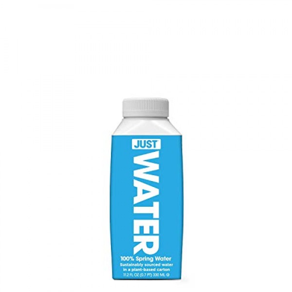 JUST Water - 100% Spring Water, Naturally Alkaline, 8.0 pH - Plant-Based,  BPA Free, Sustainable and