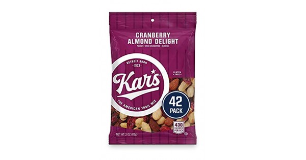 Kars Nuts Cranberry Almond Delight Trail Mix 3 Oz Individual 