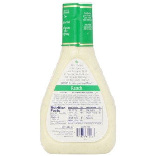 Kens Steak House, Ranch Salad Dressing, 16Oz