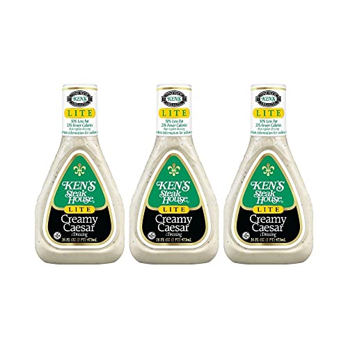 Kens Steak House Dressing Lite Creamy Caesar 16 Ounce Pack Of 3