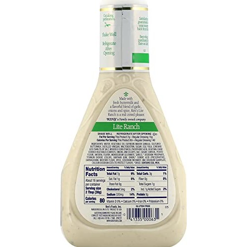 Kens Steak House Lite Ranch Dressing 16 Fl Oz , Pack Of 3