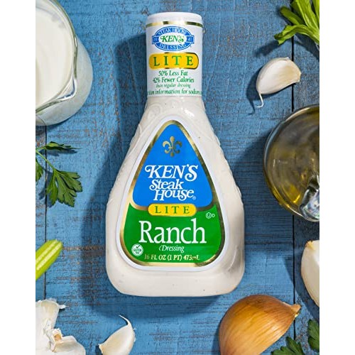 Kens Steak House Lite Ranch Dressing 16 Fl Oz , Pack Of 3