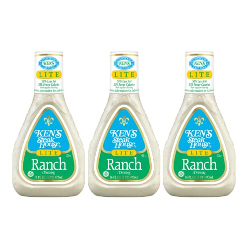 Kens Steak House Lite Ranch Dressing 16 Fl Oz , Pack Of 3