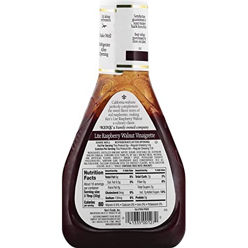 Kens Steak House Lite Raspberry Walnut Vinaigrette 16 Fl Oz ,