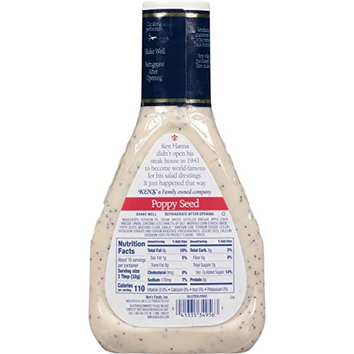 Kens Steakhouse Poppy Seed Dressing 3 Pack 16 Oz Bottles