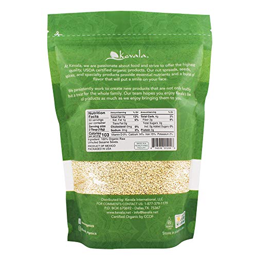 Kevala Organic Raw Sesame Seeds Unhulled, 2 Pound