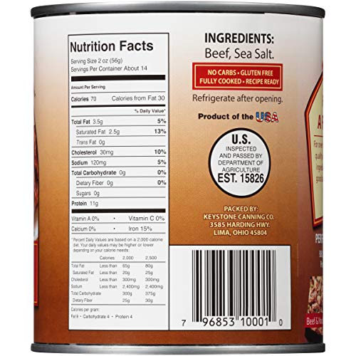 Keystone Meats All Natural Canned Beef, 28 Ounce